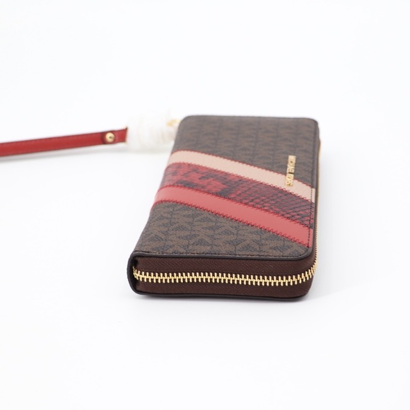 New Michael Kors Jet Set Zip Around Continental MK Logo Leather Wristlet Wallet - Picture 6 of 11